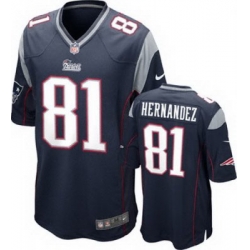 Youth Nike New England Patriots 81# Aaron Hernandez Game Navy Blue Jerseys