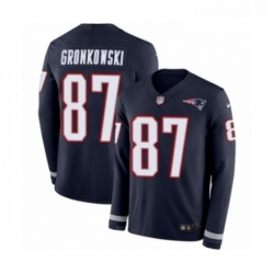 Youth Nike New England Patriots 87 Rob Gronkowski Limited Navy Blue Therma Long Sleeve NFL Jersey