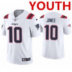 Youth new england patriots 10 mac jones white 2021 vapor limited football jersey 