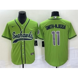 Men Seattle Seahawks 11 Jaxon Smith Njigba Green With Patch Cool Base Stitched Baseball Jersey