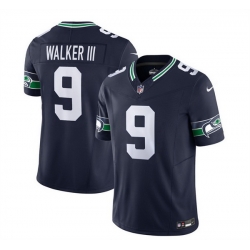 Men Seattle Seahawks 9 Kenneth Walker III 2023 F U S E  Navy Limited Stitched Football Jersey