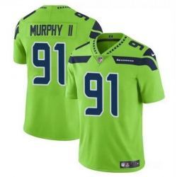 Men Seattle Seahawks 91 Byron Murphy II Green 2024 Draft Vapor Limited Stitched Football Jersey