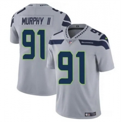 Men Seattle Seahawks 91 Byron Murphy II Grey 2024 Draft Vapor Limited Stitched Football Jersey