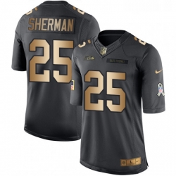 Mens Nike Seattle Seahawks 25 Richard Sherman Limited BlackGold Salute to Service NFL Jersey