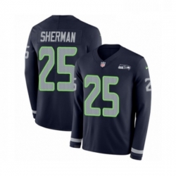 Mens Nike Seattle Seahawks 25 Richard Sherman Limited Navy Blue Therma Long Sleeve NFL Jersey