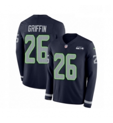 Mens Nike Seattle Seahawks 26 Shaquill Griffin Limited Navy Blue Therma Long Sleeve NFL Jersey