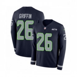 Mens Nike Seattle Seahawks 26 Shaquill Griffin Limited Navy Blue Therma Long Sleeve NFL Jersey