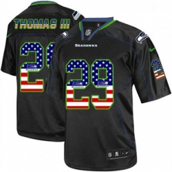 Mens Nike Seattle Seahawks 29 Earl Thomas III Elite Black USA Flag Fashion NFL Jersey