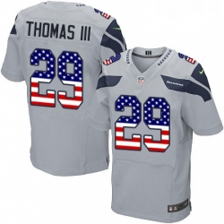Mens Nike Seattle Seahawks 29 Earl Thomas III Elite Grey Alternate USA Flag Fashion NFL Jersey