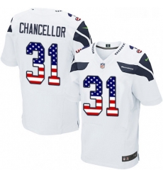 Mens Nike Seattle Seahawks 31 Kam Chancellor Elite White Road USA Flag Fashion NFL Jersey
