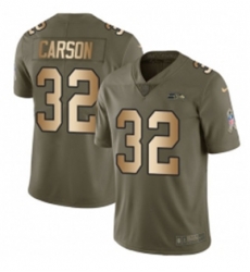 Mens Nike Seattle Seahawks 32 Chris Carson Limited OliveGold 2017 Salute to Service NFL Jersey