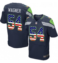 Mens Nike Seattle Seahawks 54 Bobby Wagner Elite Navy Blue Home USA Flag Fashion NFL Jersey