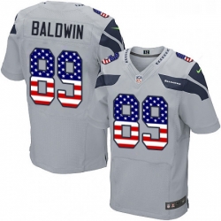 Mens Nike Seattle Seahawks 89 Doug Baldwin Elite Grey Alternate USA Flag Fashion NFL Jersey