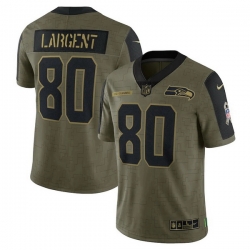 Men's Seattle Seahawks Steve Largent Nike Olive 2021 Salute To Service Retired Player Limited Jersey