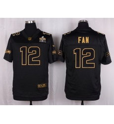 Nike Seahawks #12 Fan Black Mens Stitched NFL Elite Pro Line Gold Collection Jersey