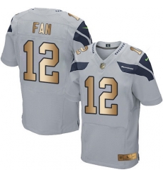 Nike Seahawks #12 Fan Grey Alternate Mens Stitched NFL Elite Gold Jersey