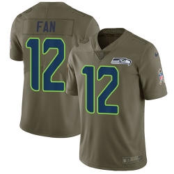 Nike Seahawks #12 Fan Olive Mens Stitched NFL Limited 2017 Salute to Service Jersey