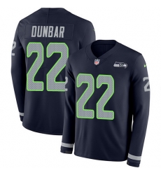 Nike Seahawks 22 Quinton Dunbar Steel Blue Team Color Men Stitched NFL Limited Therma Long Sleeve Jersey