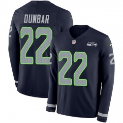 Nike Seahawks 22 Quinton Dunbar Steel Blue Team Color Men Stitched NFL Limited Therma Long Sleeve Jersey