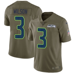 Nike Seahawks #3 Russell Wilson Olive Mens Stitched NFL Limited 2017 Salute to Service Jersey
