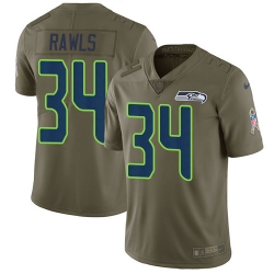 Nike Seahawks #34 Thomas Rawls Olive Mens Stitched NFL Limited 2017 Salute to Service Jersey