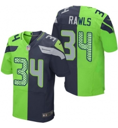 Nike Seahawks #34 Thomas Rawls Steel Blue Green Mens Stitched NFL Elite Split Jersey