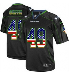 Nike Seahawks #49 Shaquem Griffin Black Mens Stitched NFL Elite USA Flag Fashion Jersey