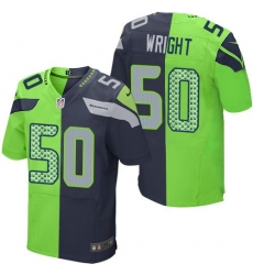 Nike Seahawks #50 K J  Wright Steel Blue Green Mens Stitched NFL Elite Split Jersey