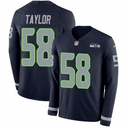 Nike Seahawks 58 Darrell Taylor Steel Blue Team Color Men Stitched NFL Limited Therma Long Sleeve Jersey