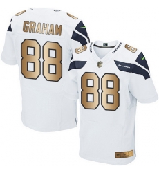 Nike Seahawks #88 Jimmy Graham White Mens Stitched NFL Elite Gold Jersey