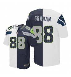 Nike Seahawks #88 Jimmy Graham White Steel Blue Mens Stitched NFL Elite Split Jersey