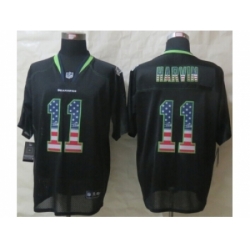 Nike Seattle Seahawks 11 Percy Harvin Black Elite USA Flag Fashion NFL Jersey