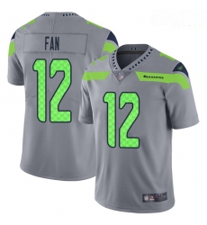 Seahawks 12 Fan Gray Men Stitched Football Limited Inverted Legend Jersey