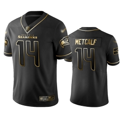Seahawks 14 D K  Metcalf Black Men Stitched Football Limited Golden Edition Jersey