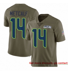 Seahawks 14 D K  Metcalf Olive Men Stitched Football Limited 2017 Salute To Service Jersey