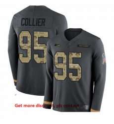 Seahawks 95 L J  Collier Anthracite Salute to Service Men Stitched Football Limited Therma Long Sleeve Jersey