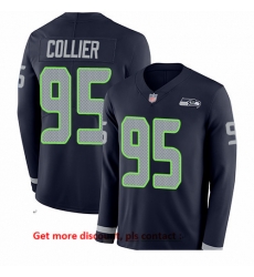 Seahawks 95 L J  Collier Steel Blue Team Color Men Stitched Football Limited Therma Long Sleeve Jersey