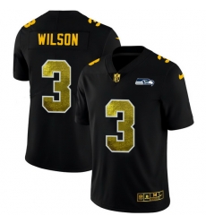 Seattle Seahawks 3 Russell Wilson Men Black Nike Golden Sequin Vapor Limited NFL Jersey