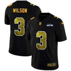 Seattle Seahawks 3 Russell Wilson Men Black Nike Golden Sequin Vapor Limited NFL Jersey