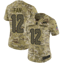 Nike Seahawks #12 Fan Camo Women Stitched NFL Limited 2018 Salute to Service Jersey