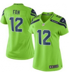 Nike Seahawks #12 Fan Green Womens Stitched NFL Limited Rush Jersey