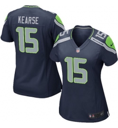 Nike Seahawks #15 Jermaine Kearse Steel Blue Team Color Womens Stitched NFL Elite Jersey