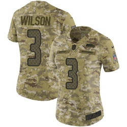 Nike Seahawks #3 Russell Wilson Camo Women Stitched NFL Limited 2018 Salute to Service Jersey