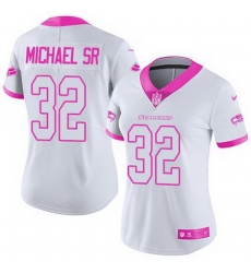 Nike Seahawks #32 Christine Michael Sr White Pink Womens Stitched NFL Limited Rush Fashion Jersey
