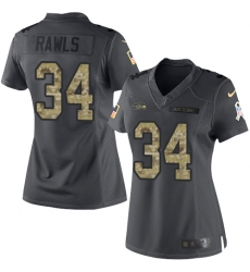 Nike Seahawks #34 Thomas Rawls Black Womens Stitched NFL Limited 2016 Salute to Service Jersey