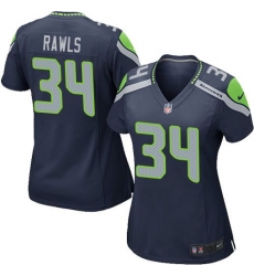 Nike Seahawks #34 Thomas Rawls Steel Blue Team Color Womens Stitched NFL Elite Jersey