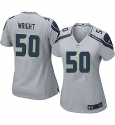 Nike Seahawks #50 K J  Wright Grey Alternate Womens Stitched NFL Elite Jersey