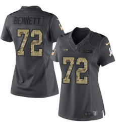 Nike Seahawks #72 Michael Bennett Black Womens Stitched NFL Limited 2016 Salute to Service Jersey