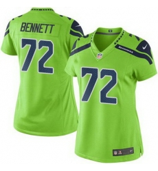 Nike Seahawks #72 Michael Bennett Green Womens Stitched NFL Limited Rush Jersey