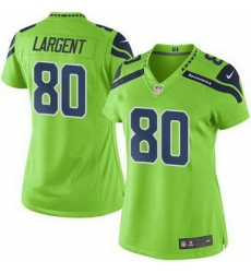 Nike Seahawks #80 Steve Largent Green Womens Stitched NFL Limited Rush Jersey